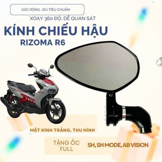 Gương Rizoma Ý Kính Trắng Cho SH, Airblade, Vision - Góc Rộng mã R6