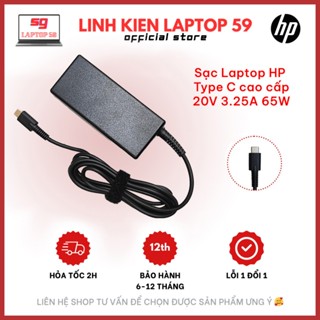 Sạc Laptop HP TYPE C 20V 3.25A 65W cao cấp - BH 12 Tháng - Lỗi Đổi Mới - New Zin
