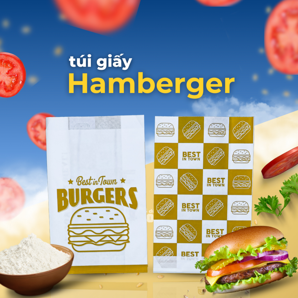100 Túi Giấy Kraft Đựng Hamburger