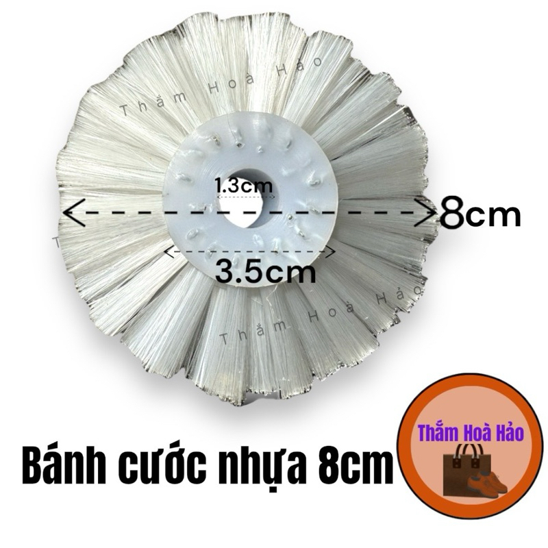 Bánh cước 8cm đánh bóng chuyên dụng bằng cước nhựa. Chổi đánh bóng kim loại bằng sợi cước nhựa tiện 