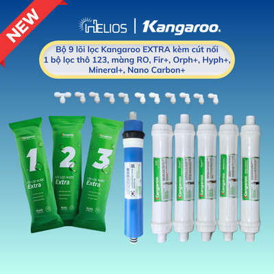 Bộ 9 lõi lọc Kangaroo Hydrogen + KG100HA  (123, RO 50GPD, Fir+, Orph+, Hyph+, Mineral+, Nano Carbon+) - Hàng chính hãng