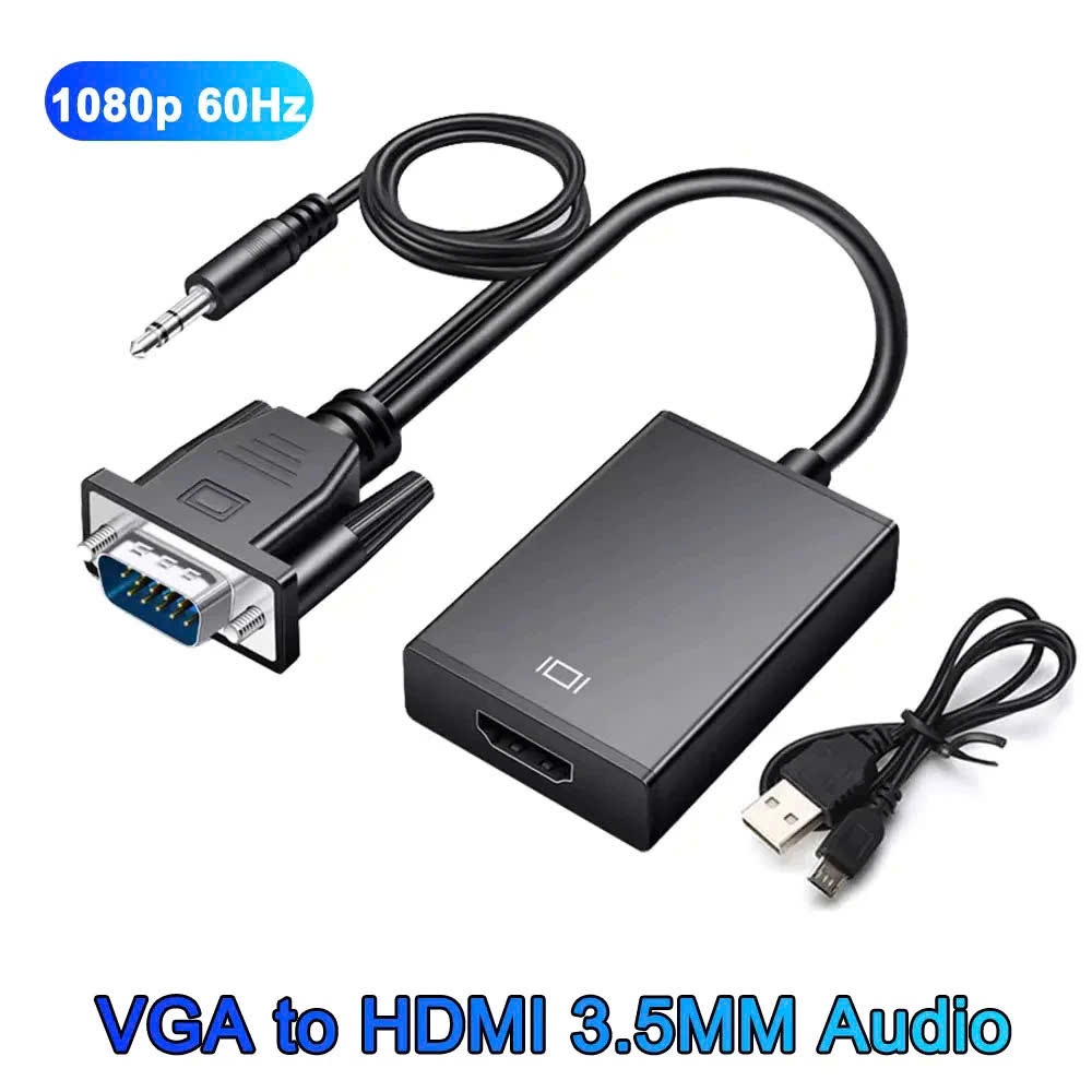 Bộ cáp chuyển đổi tín hiệu VGA sang HDMI / HDMI to VGA có âm thanh dây cáp Micro USB FULL HD 1080P v