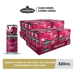 ĐỘ CỒN 4.5% - HỎA TỐC HCM - Combo 2 Thùng 24 lon nước táo lên men Strongbow Vị Dâu đen 320ml/lon