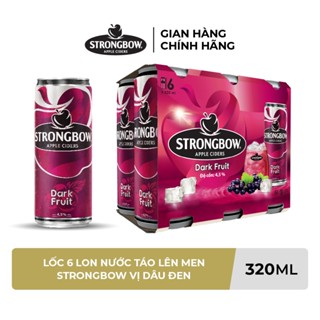 ĐỘ CỒN 4.5% - HỎA TỐC HCM - Lốc 6 lon nước táo lên men Strongbow Vị Dâu đen 320ml/lon