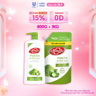Combo 2 Sữa tắm Lifebuoy Detox Trà Xanh & Khổ qua 800g+1kg