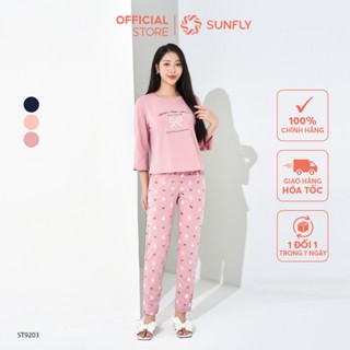 Đồ bộ nữ bộ mặc nhà SUNFLY cotton compact áo tay lỡ quần dài ST9203 chất liệu cao cấp, mềm mịn thiết kế trẻ trung