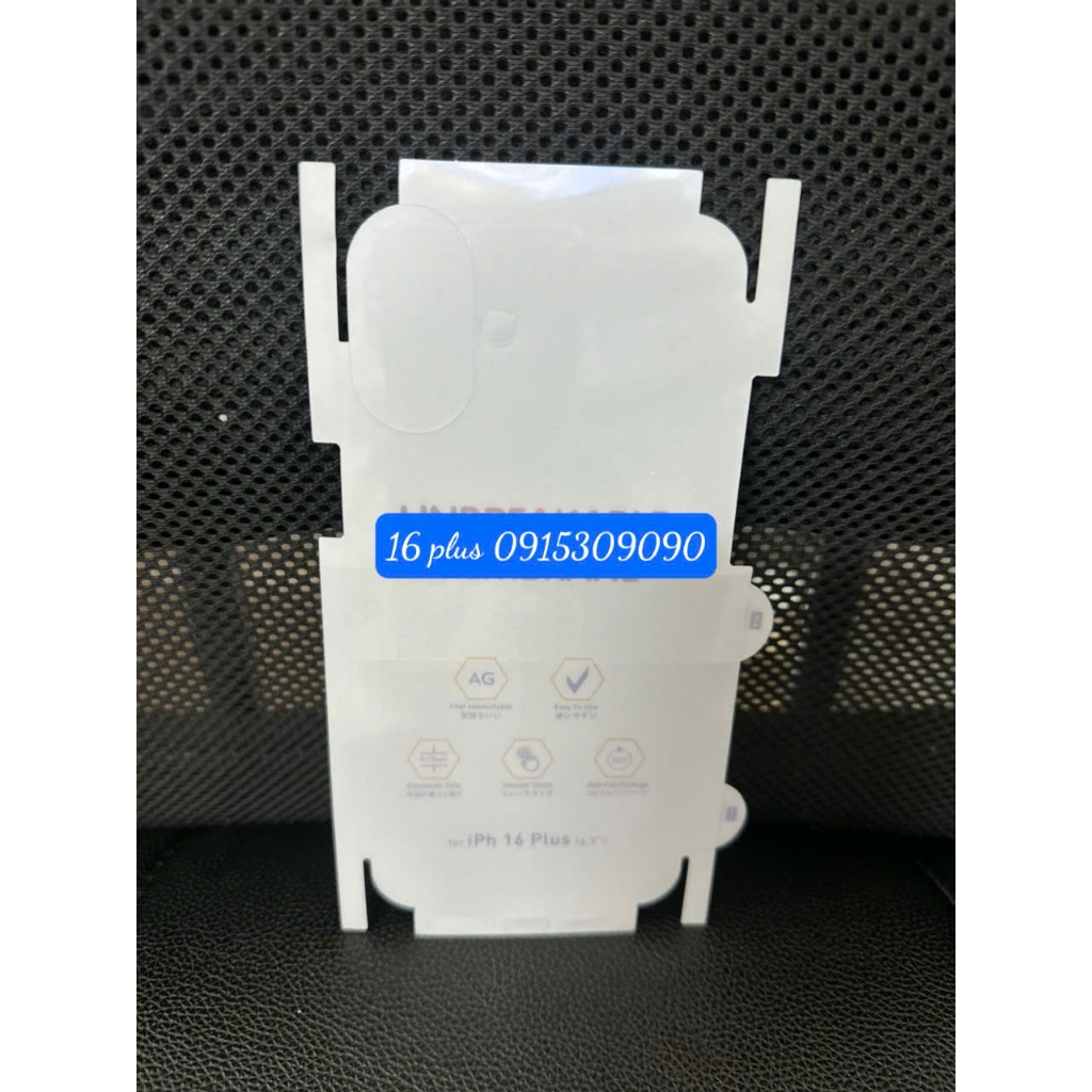 Dán ppf nhám AG chống bám vân tay iphone ip16,16pro,16plus,16promax, xr ( Full mặt sau )