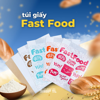 100 Túi Giấy Kraft Đựng Thức Ăn Vặt FastFood 4 Màu