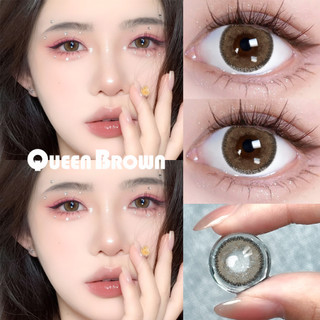 【Queen Brown 0-6độ Kính áp tròng Mystic Eyes lens nâu tây 14.0mm lens cận doll eyes Len đeo mắt lens for girls