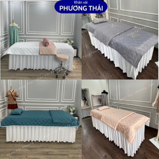 Tấm phủ giường spa, tấm trải giường cotton trần bông, drap giường Spa, nail mi, kt 110*220cm