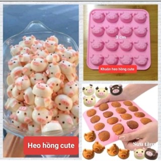( Nhiều mẫu) Khuôn silicon làm rau câu socola, kẹo dẻo hình con vật, hoa tim, Socola valentine size 3-9cm tùy mẫu