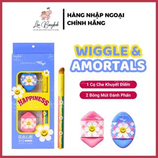 Combo Che Khuyết Điểm Amortals × Wiggle Wiggle Gồm 1 Cọ Và 2 Bông Phấn Mút Trang Điểm Makeup Đeo Ngón Tay