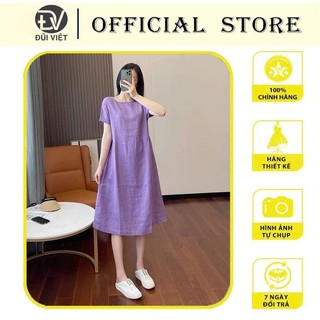 Đầm suông nữ - váy suông trơn cổ tròn dáng xòe basic vải linen thô cao cấp, thời trang nhiều màu