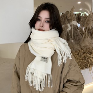 Khăn len quàng cổ Nữ Khăn Choàng Cashmere MC&MO mềm mịn màu vintage phong cách Hàn Quốc 200 * 70cm Màu Trơn Phối Tua Rua