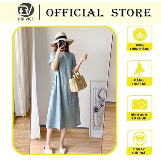 Đầm Linen suông cổ tròn ngắn tay, form suông trơn chất liệu linen mềm mát, dễ chịu khi mặc Da76