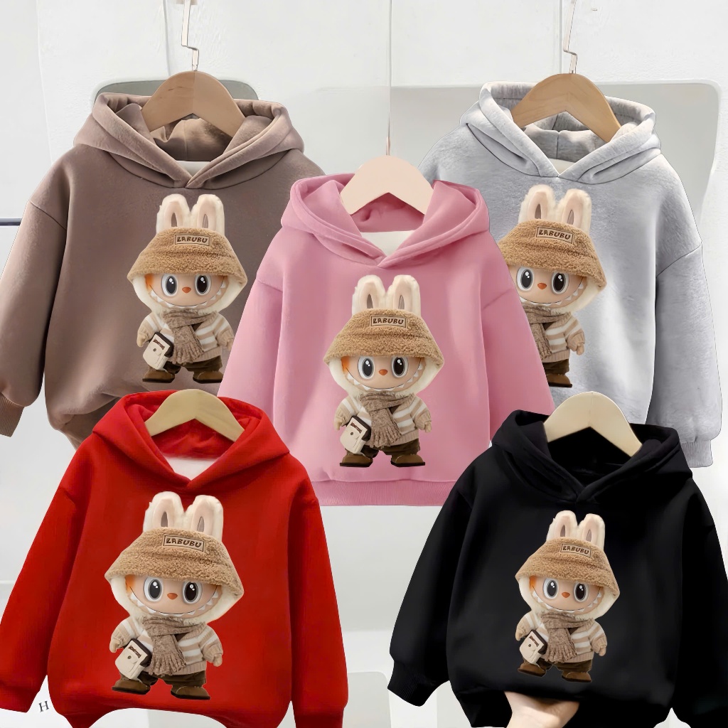 Ao nỉ hoodie LABUBU, Áo nỉ có mũ cho bé trai, bé gái  in HÌNH LABUBU chất nỉ bông vừa tay basic dễ m