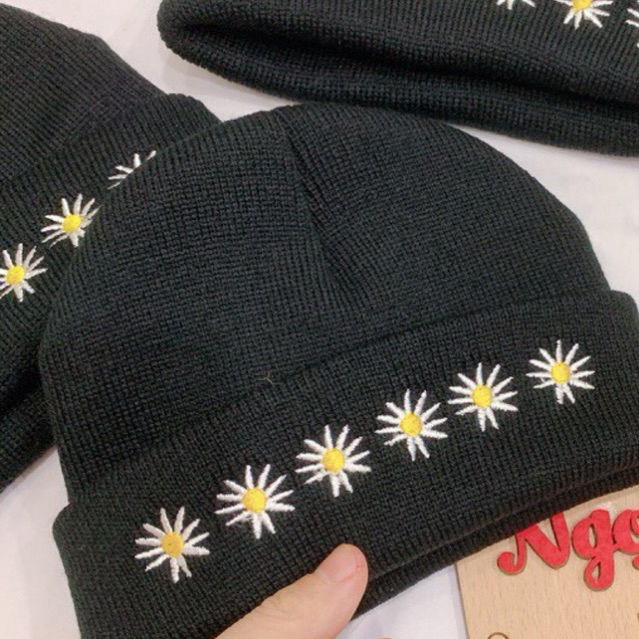 Mũ len thêu hoa cúc Gdragon GD (ảnh thật kèm video)