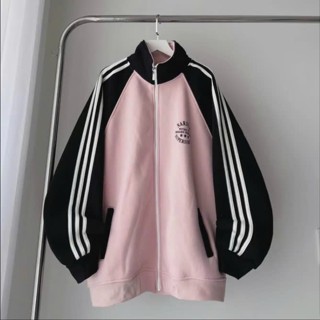 Áo Khoác Hoodie Zip Kéo Nỉ Bông Sọc Tay Form Rộng Unisex nam nữ