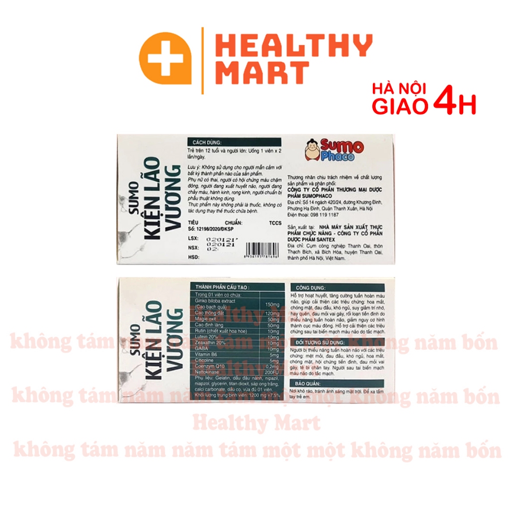 ✔️️️Hoạt huyết dưỡng não Kiện Não Vương - cải thiện trí nhớ, bảo vệ sức khỏe tuổi già Hộp 60v