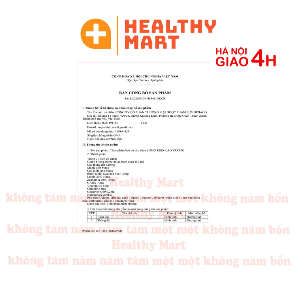 ✔️️️Hoạt huyết dưỡng não Kiện Não Vương - cải thiện trí nhớ, bảo vệ sức khỏe tuổi già Hộp 60v