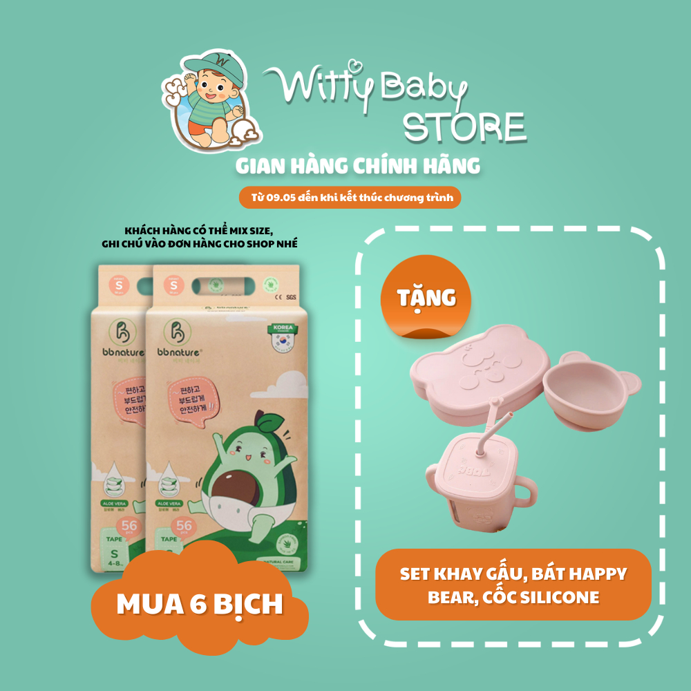 [ Tặng QUÀ HOT ] Combo 6 Bịch Bỉm / Tã BBNature Sử Dụng Công Nghệ Chất Liệu Sợi Tre Hữu Cơ An Toàn C