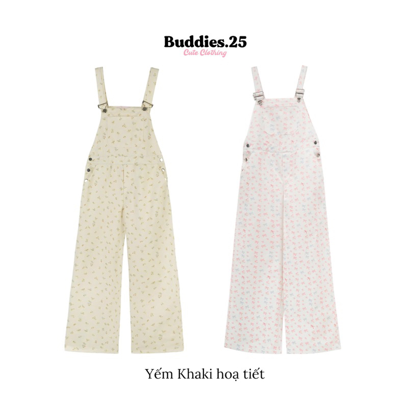BUDDIES | Yếm khaki dài in hoạ tiết