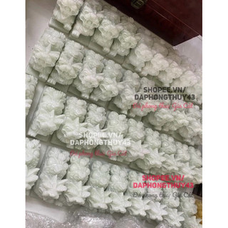 cặp tỳ hưu phong thuỷ đá 10cm trắng xanh trắng có đế