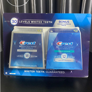    ĐỦ BILL STORE + AIR  Set 2 Hộp Miếng dán trắng răng Crest 3D White Professional Effects & 1 Hour _ Live mua tại Mỹ 