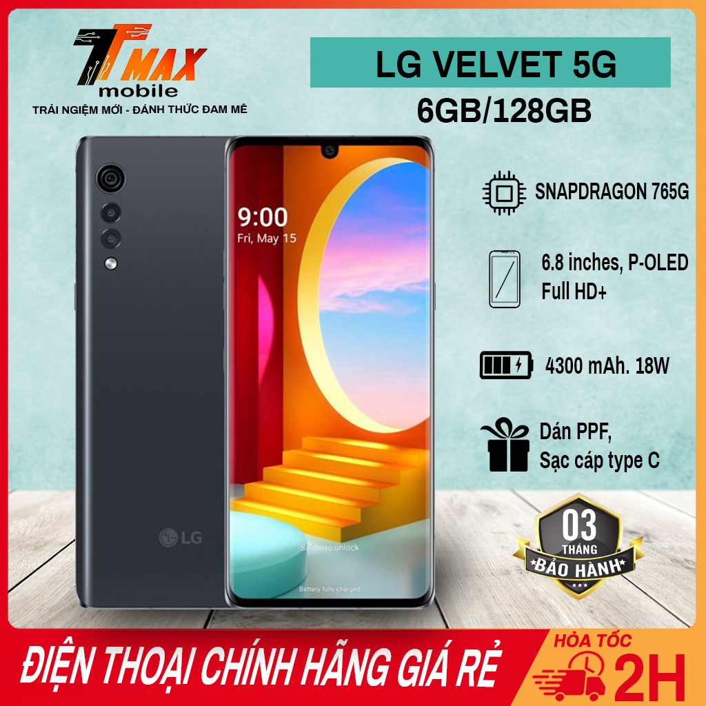 Điện thoại LG Velvet 5G bản 1 sim, bộ nhớ 8G/128G, Chip Snapdragon 765G mượt mà