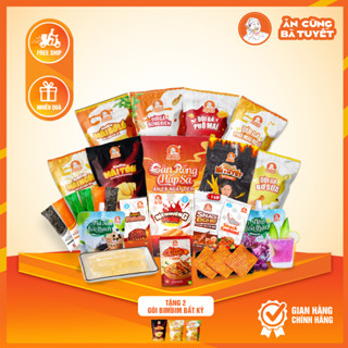 Đồ ăn vặt Bà Tuyết, Snack quẩy đùi gà rong biển, phô mai, Tăm cay, Thạch Nho, Cá Cơm Cay Tê.