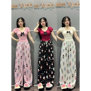 Bộ đồ nữ áo thun quần đũi in labubu hot trend 2024 - Pu29