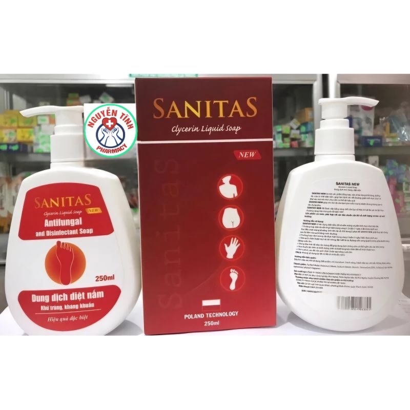SANITAS dung dịch tắm rửa diệt nấm da, mụn nhọt, khử trùng, khử mùi toàn thân 250ml