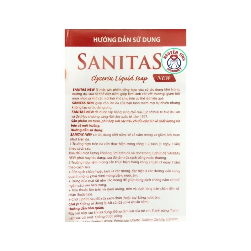 SANITAS dung dịch tắm rửa diệt nấm da, mụn nhọt, khử trùng, khử mùi toàn thân 250ml