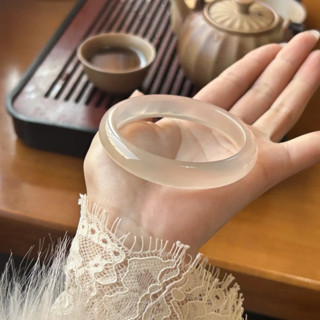 Vòng Mã Não Bạch Nguyệt Quang Trắng Sáng 5A  Kèm Kiểm Định PNJ - Ngọc Trai Trường Thịnh