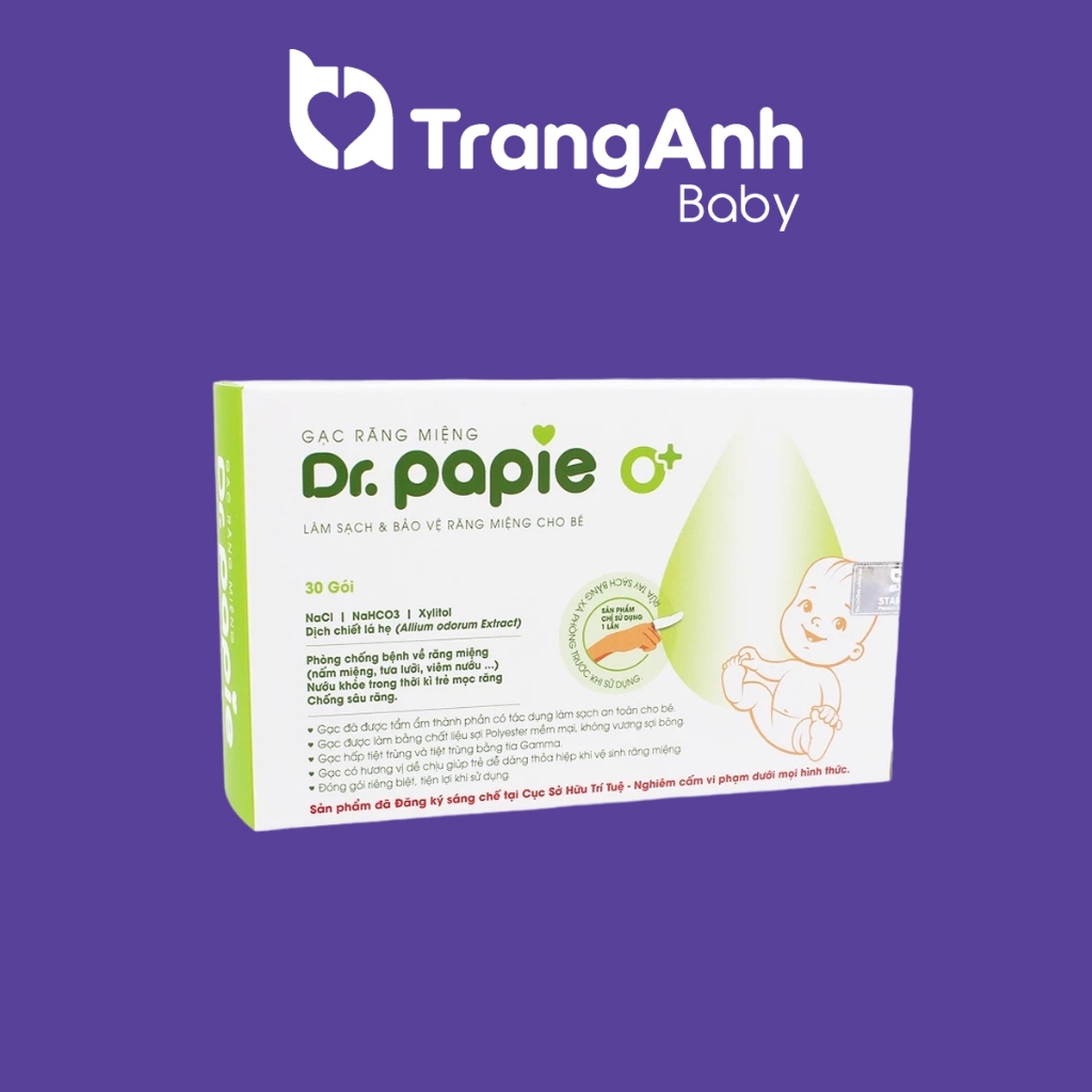 Gạc răng miệng Dr.Papie giúp vệ sinh răng miệng an toàn cho bé