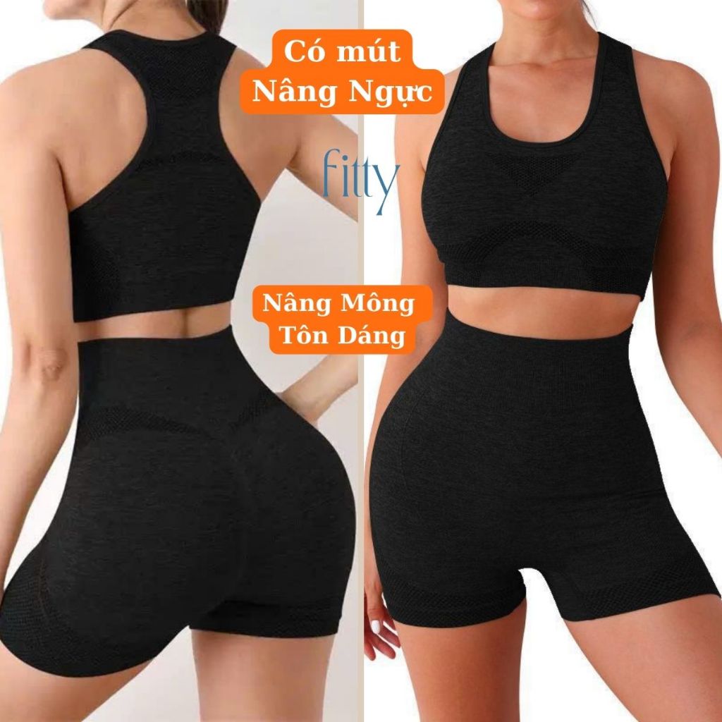 Bộ Đồ Tập Gym Yoga Nữ FITTY FITNESS, Set Đồ Tập Thể Thao Nữ Thoáng Khí, Có Mút Nâng Ngực, Nâng Mông S10 | BigBuy360 - bigbuy360.vn