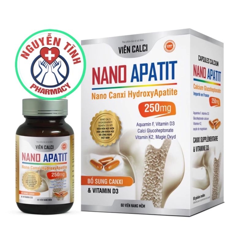 Viên uống Calci Nano Apatit bổ sung canxi và vtm D3, k2, magie  ngày uống1 viên