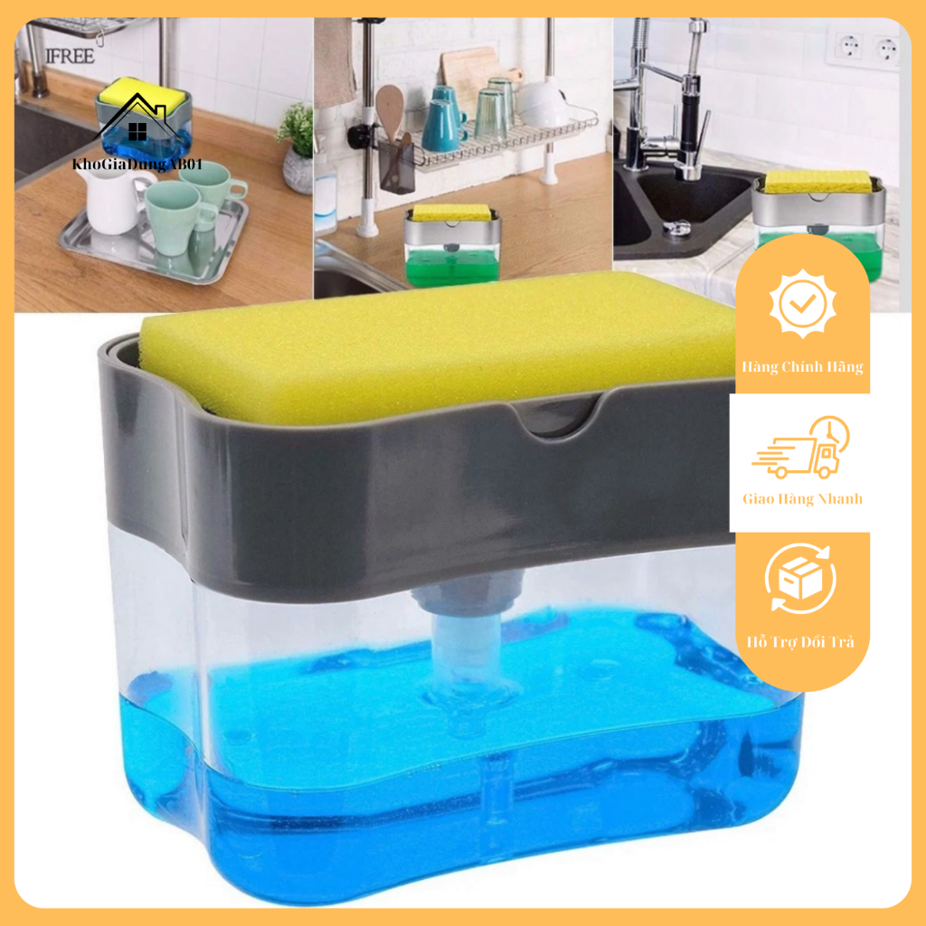 Hộp Đựng Nước Rửa Chén Bát Và Miếng Rửa Chén 2 in 1(tặng kèm miếng rửa chén)