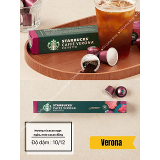  Cà phê viên nén Nespresso Starbucks hộp 10 viên vị Verona   Dùng cho máy Nespresso  