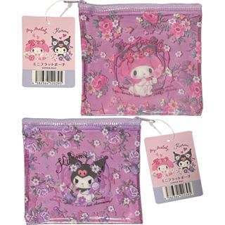 【Direct from Japan】Sanrio Flat Vinyl Pouch 14.5 ×11.5 cm Zipper Accessories Cases Bag (Flower) (My Melody & Kuromi)