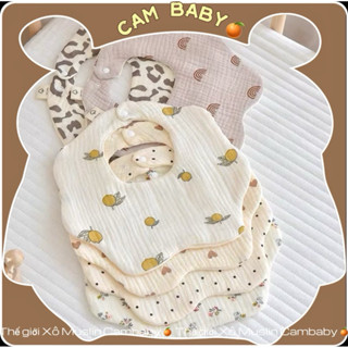 Yếm 6 lớp cho bé sơ sinh cao cấp, Yếm ăn dặm cho bé vải xô muslin tự nhiên an toàn, mềm mịn, kháng khuẩn _Cambaby🍊