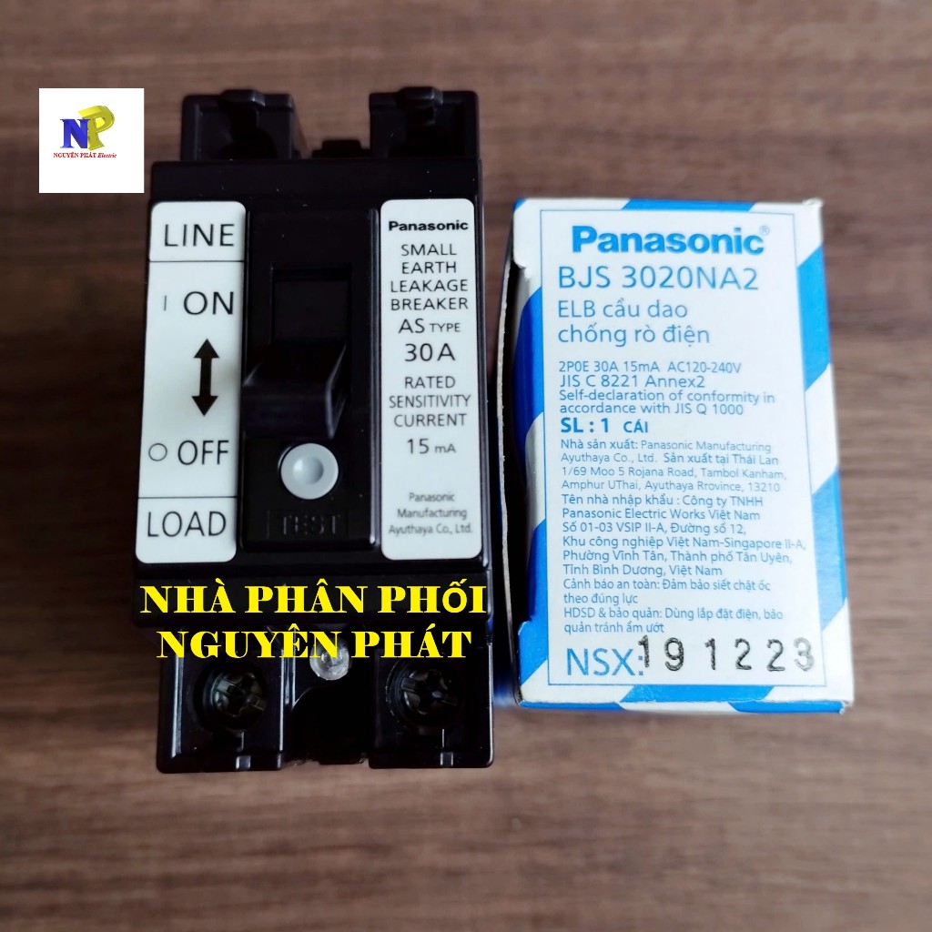 [PANASONIC] Cầu Dao An Toàn Aptomat Chống Giật 30A BJS (Chống Giật Cóc)