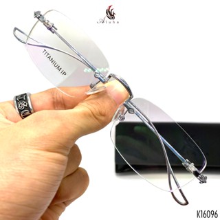 [MỚI] Gọng kính Titan không rỉ Chrome Heart, họa tiết hoa Iris sắc nét, kính cắt cận không viền, unisex - K16096 - Aluha