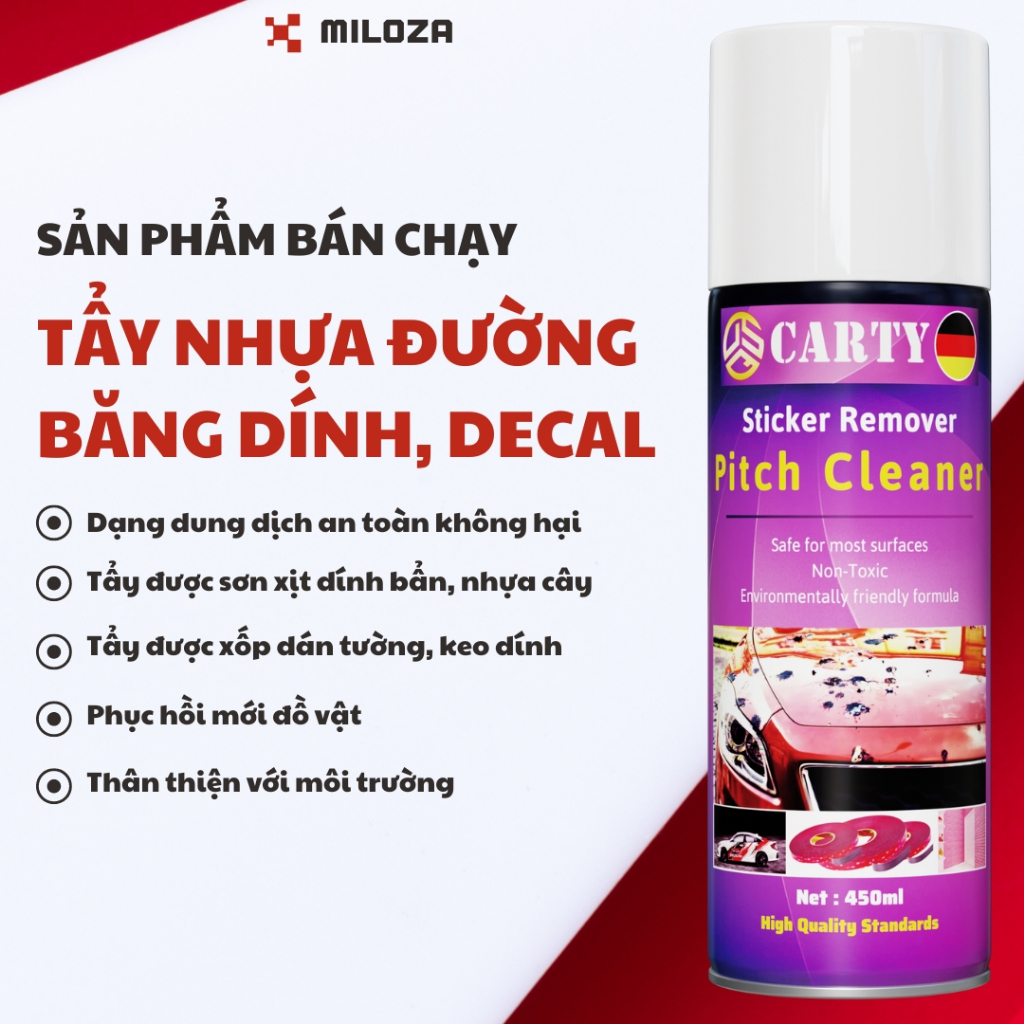 Vệ Sinh Ô Tô - Tẩy Ngoại Thất Ô Tô - Nước Lau Xe - Nước Rửa Xe CARTY 450ML