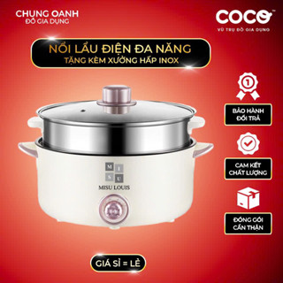  Nồi Lẩu Điện Đa Năng Cao Cấp MISU LOUIS Dung Tích 4L Chống Dính Đường Kính 28cm Có Xửng Hấp Inox 