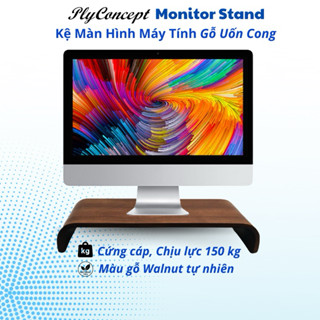 Kệ màn hình, Bàn kê màn hình máy tính gỗ uốn cong - Plyconcept Monitor Stand Màu Gỗ Walnut