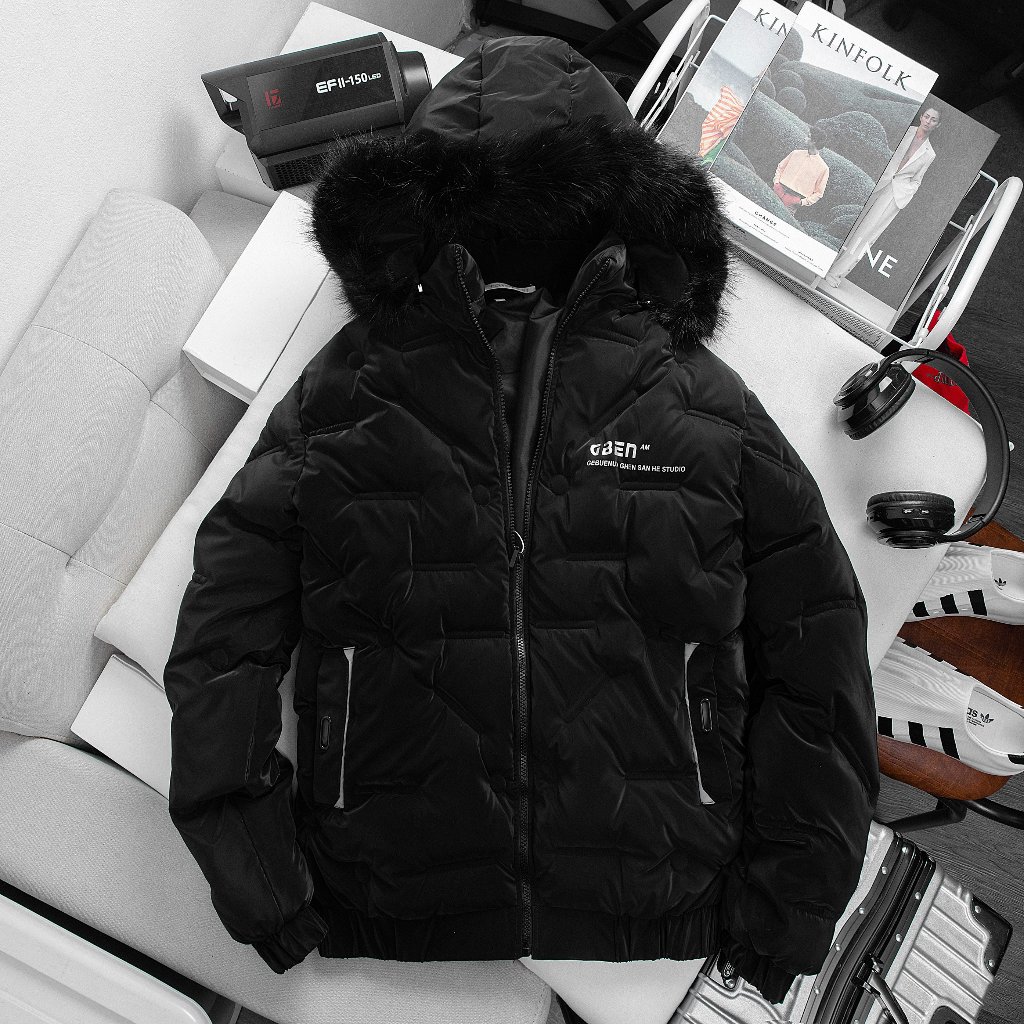 Áo khoác phao béo nam , Áo phao béo nam bóng mũ lông in vân siêu đẹp dày dặn ấm áp AK29