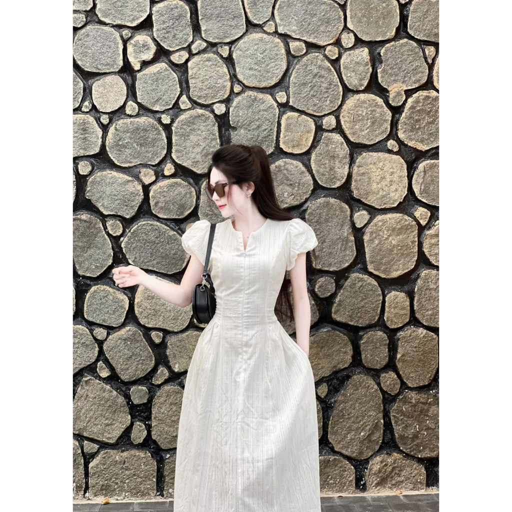 Đầm dự tiệc midi dáng dài tay bồng khoá kéo trước thanh lịch Sovia Dress | BigBuy360 - bigbuy360.vn