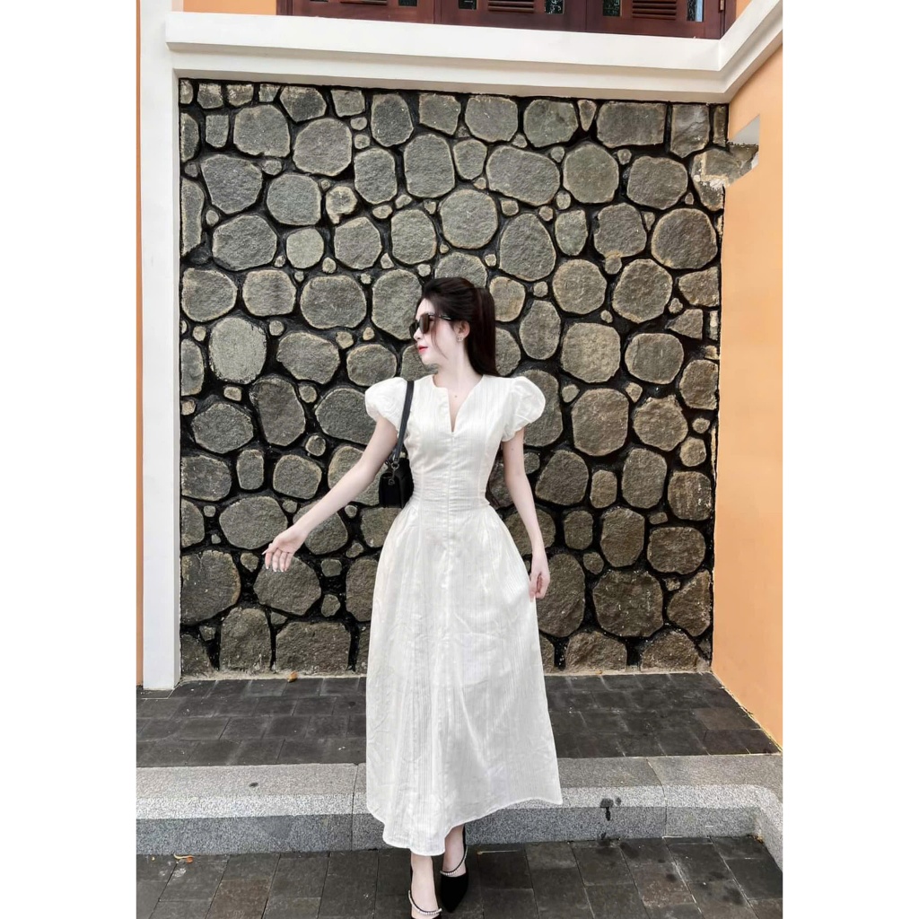 Đầm dự tiệc midi dáng dài tay bồng khoá kéo trước thanh lịch Sovia Dress | BigBuy360 - bigbuy360.vn