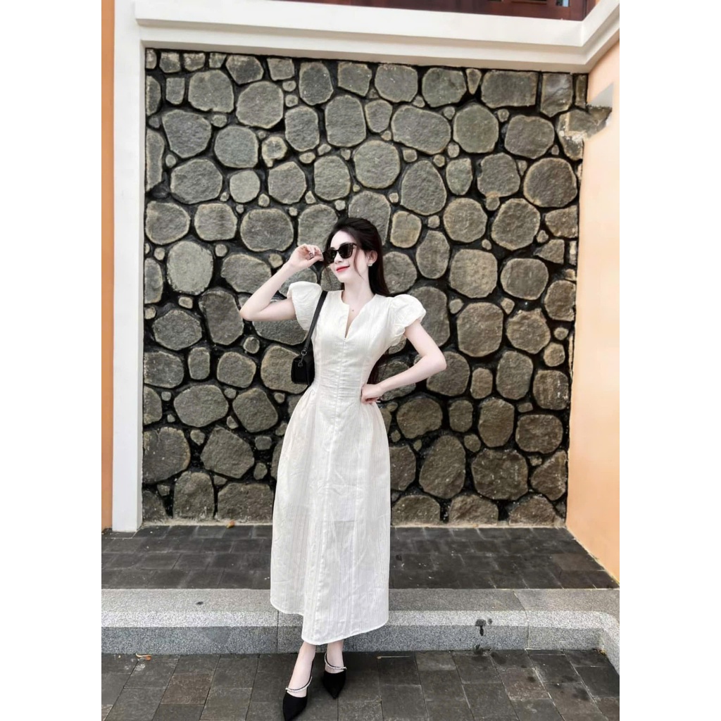 Đầm dự tiệc midi dáng dài tay bồng khoá kéo trước thanh lịch Sovia Dress | BigBuy360 - bigbuy360.vn